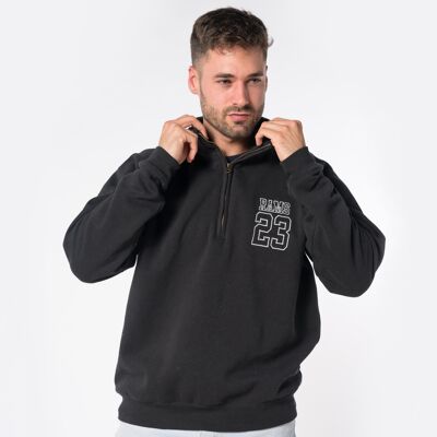 Sweat zippé. 1/4 Béliers 23-Noir