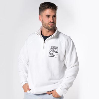 Sweat zippé. 1/4 Béliers 23-Blanc