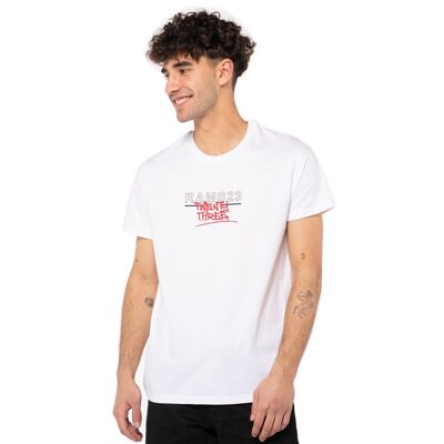 Herren T-Shirt mit QR-Print RAMS 23-Weiß