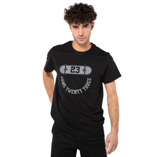 Camiseta hombre con estampado SKATE RAMS 23-Negro