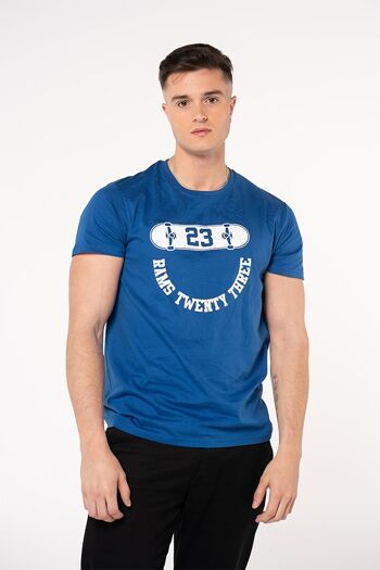 T-shirt homme avec imprimé SKATE RAMS 23-Bleu 2