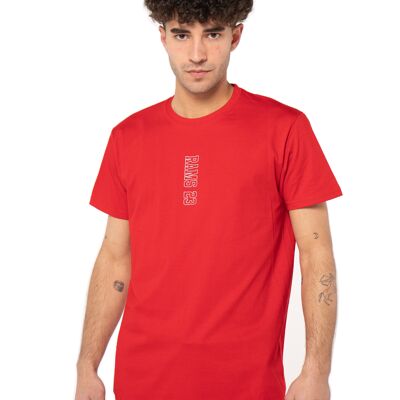 Men's T-shirt with VERTICAL RAMS 23-Red print