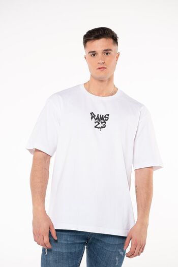 T-shirt HIP-HOP Urban RAMS 23-Blanc 2