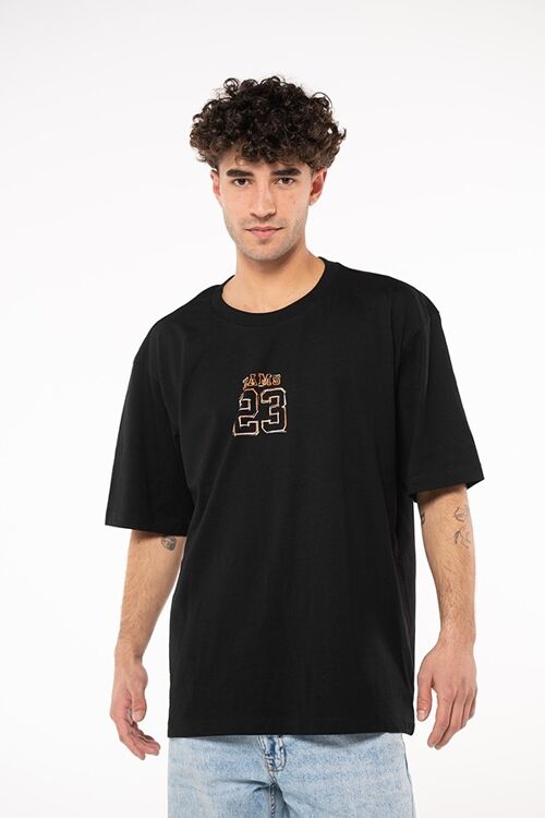Camiseta TIZA OVERSIZE RAMS 23-Negro/Naranja