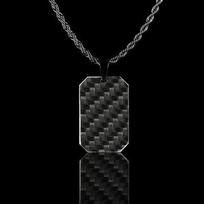 Carbon Fiber Dog Tag Necklace - Necklace with carbon dog tag pendant