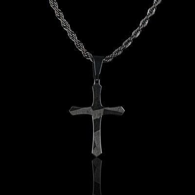 Forged Carbon Cross Necklace - Necklace with carbon cross pendant