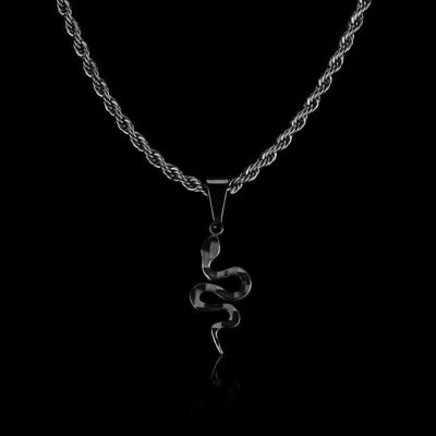 Collier serpent en fibre de carbone - Collier avec pendentif serpent en carbone