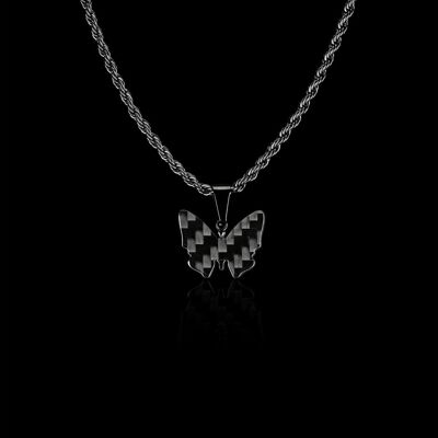 Carbon Fiber Butterfly Necklace - NECKLACE WITH CARBON BUTTERFLY PENDANT