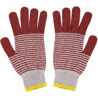 Men's Patterned Lambswool Gloves MEN'S GLOVES - stripe - sienna