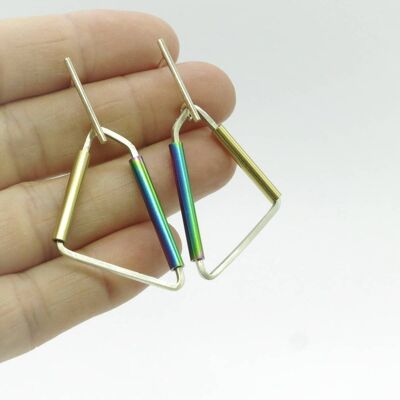 Orecchini in argento e acciaio inossidabile GINOX VII Gold - Arcobaleno