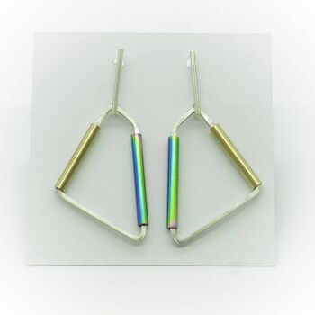 Boucles d'oreilles argent et acier GINOX VII Or - Arc-en-ciel 4