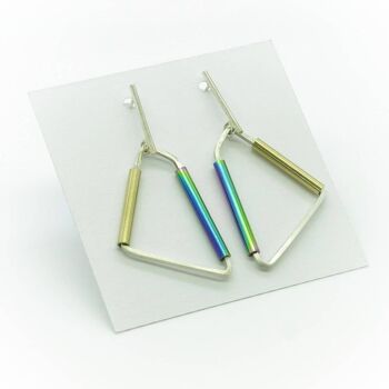 Boucles d'oreilles argent et acier GINOX VII Or - Arc-en-ciel 2