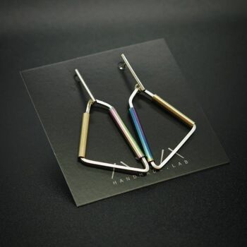 Boucles d'oreilles argent et acier GINOX VII Or - Arc-en-ciel 3