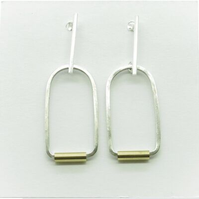 Silver and stainless steel earrings GINOX II Gold