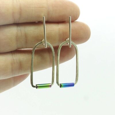 Silver and stainless steel earrings GINOX II Rainbow