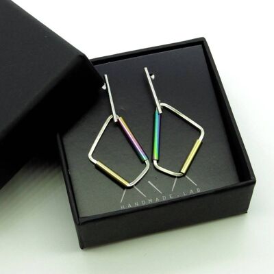 Boucles d'oreilles argent et acier GINOX IV Or - Arc-en-ciel