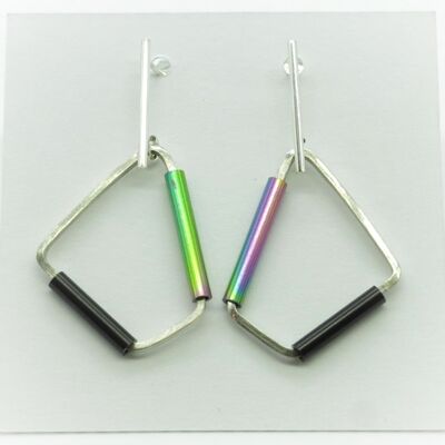 GINOX IV Rainbow Silver and Stainless Steel Earrings - Black