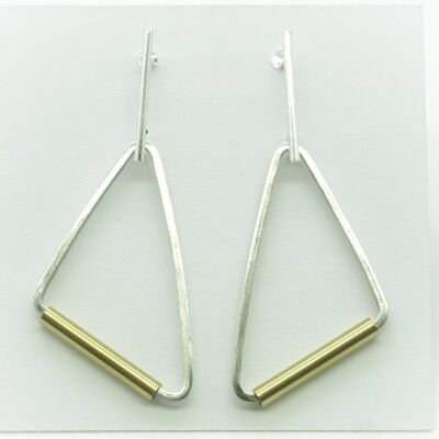 Silver and stainless steel earrings GINOX V Gold