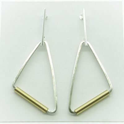 Silver and stainless steel earrings GINOX V Gold
