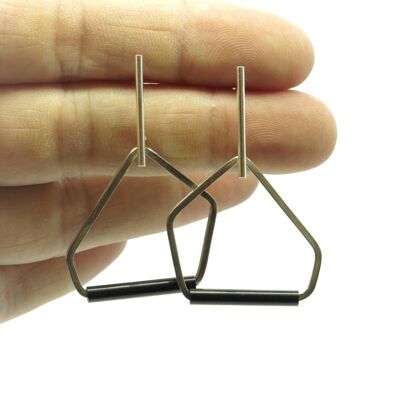 Silver and stainless steel earrings GINOX VI Black