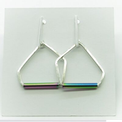 Silver and stainless steel earrings GINOX VI Rainbow