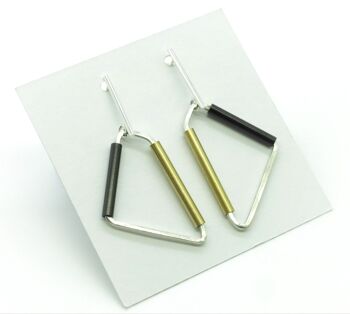 Boucles d'oreilles argent et acier GINOX VII Noir - Or 2