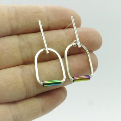 Silver and stainless steel earrings GINOX I Rainbow