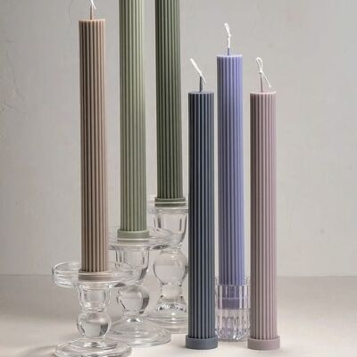 fluted candle, grey