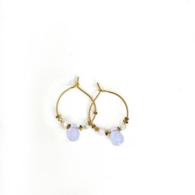 Gray baroque drop hoop earrings