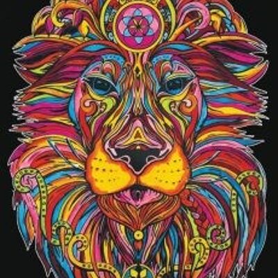 Lion illuminé, peinture