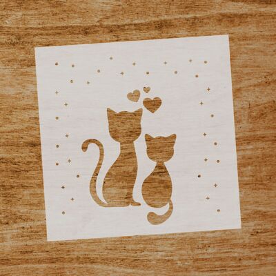 Stencil Cats in love (SKU: ST011)