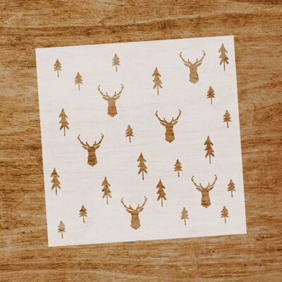 Stencil Reindeer and Trees (SKU: ST073)