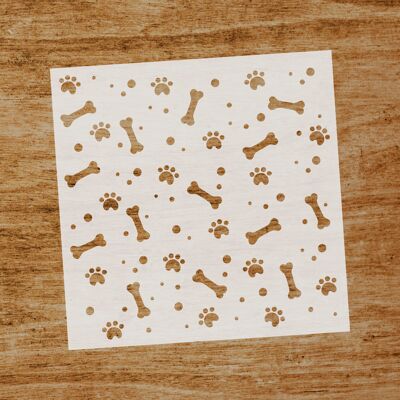 Stencil "Dog footprint&bones" (SKU: ST146)
