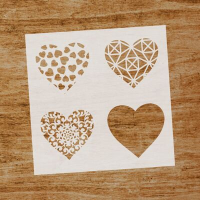 Stencil Cuatro Corazones (SKU: ST218)