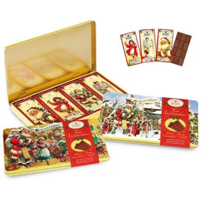 SMALL CHOCOLATE BARS IN A "CHRISTMAS NOSTALGIA" METAL BOX 120g
