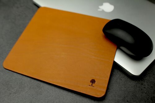 Leather mouse pad - cognac
