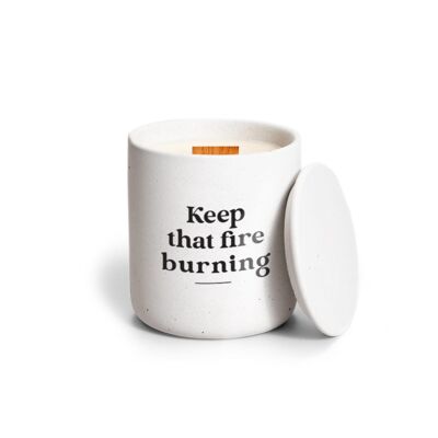 Handmade concrete scented candle "Keep that fire burning" White
