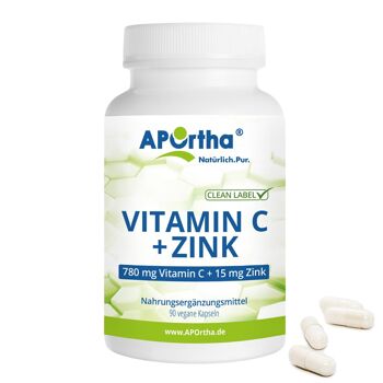 Vitamine C 780 mg Plus 15 mg de zinc - 90 Capsules végétaliennes 1