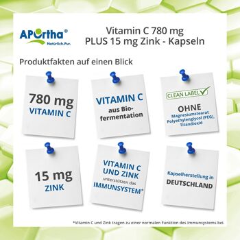 Vitamine C 780 mg Plus 15 mg de zinc - 90 Capsules végétaliennes 2