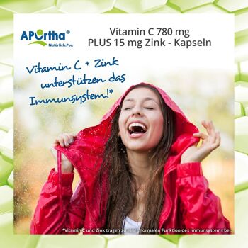 Vitamine C 780 mg Plus 15 mg de zinc - 90 Capsules végétaliennes 8