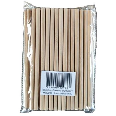 Pailles en Bambou, Parfaites et Durables, 8x200mm 50 pcs.