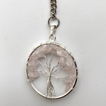 Porte-clés Arbre de Vie, Quartz Rose 3