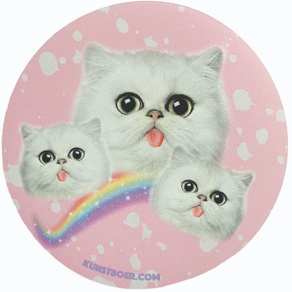 Stickerset Katzen auf Pink mit Regenbogen, 10er Set