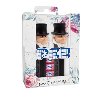 PEZ  Twinpack licence Mariage Groom + Groom : 2 distributeurs + 4 recharges parfum Lychee