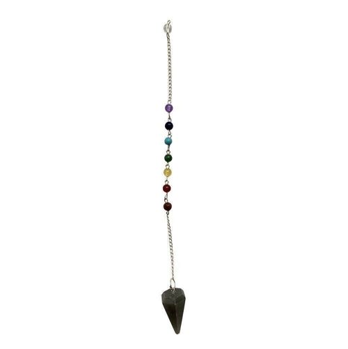 Pendulum with 7 Chakra Beaded Chain, Grey Agate
