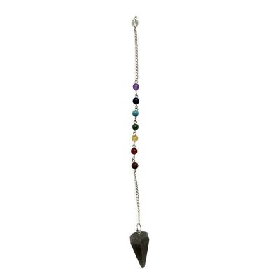 Pendel mit 7-Chakra-Perlenkette, grauer Achat