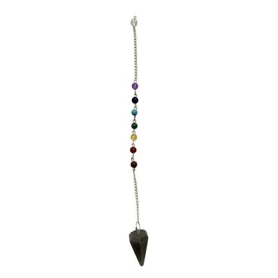 Pendule avec Chaîne Perlée 7 Chakra, Agate Grise