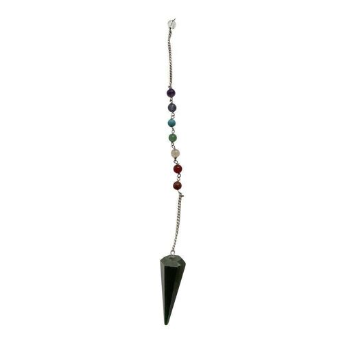 Pendulum with 7 Chakra Beaded Chain, Green Jade