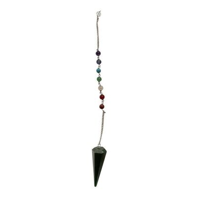 Pendule avec Chaîne Perlée 7 Chakras, Jade Vert