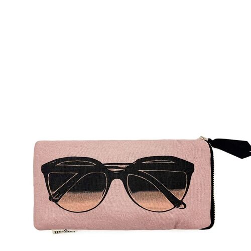 Glasses Case with Outside Pocket, Pink/Blush